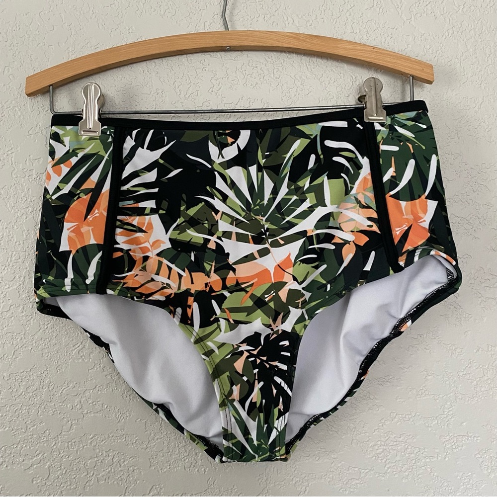 Swim Suits For All Women's Size 12 Green Palm Trees High Waisted Swimsuit Bottom
